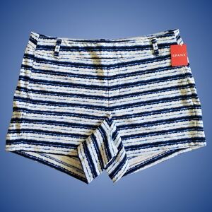 Spanx Sunshine Shorts 4" Women Blue Painted Stripe Vacation NWT